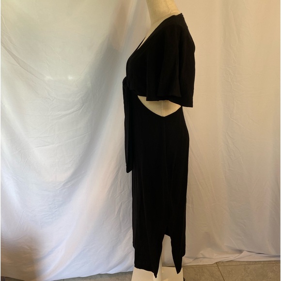 Lulus Summer Journey Black Side Cutout Plunging Tie Front Midi Dress - Picture 8 of 13